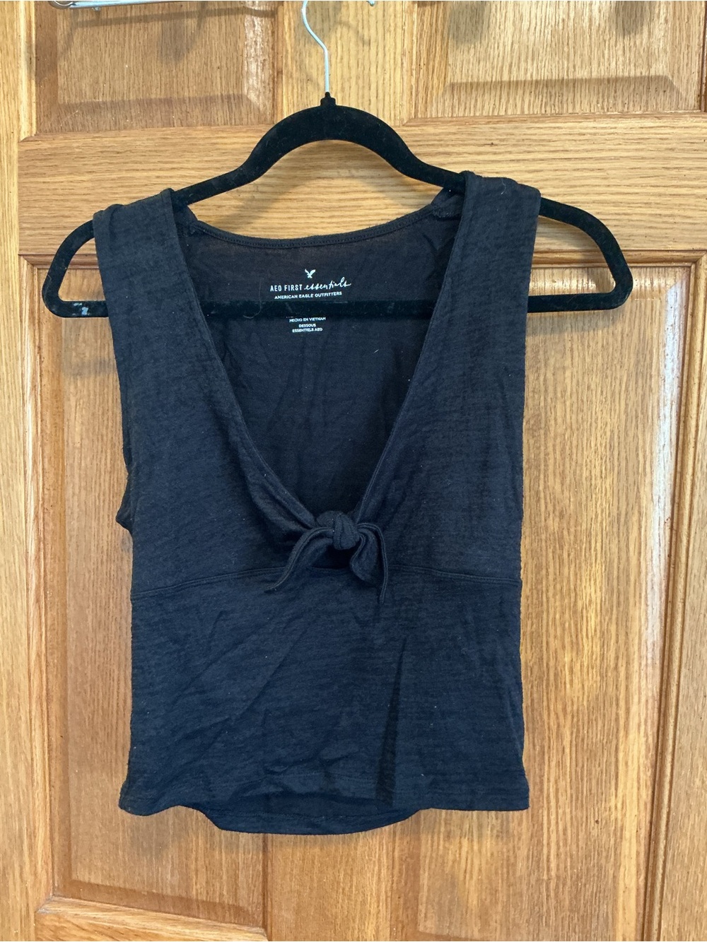 American Eagle Outfitters Black Front-Tie Tank Top